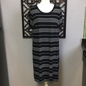 Ava and Viv Black dress with white stripes